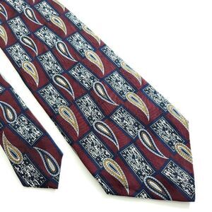 Ferrell Reed Von Maur  Red Paisley Jacquard Print Abstract Short Wide‎ Silk Tie